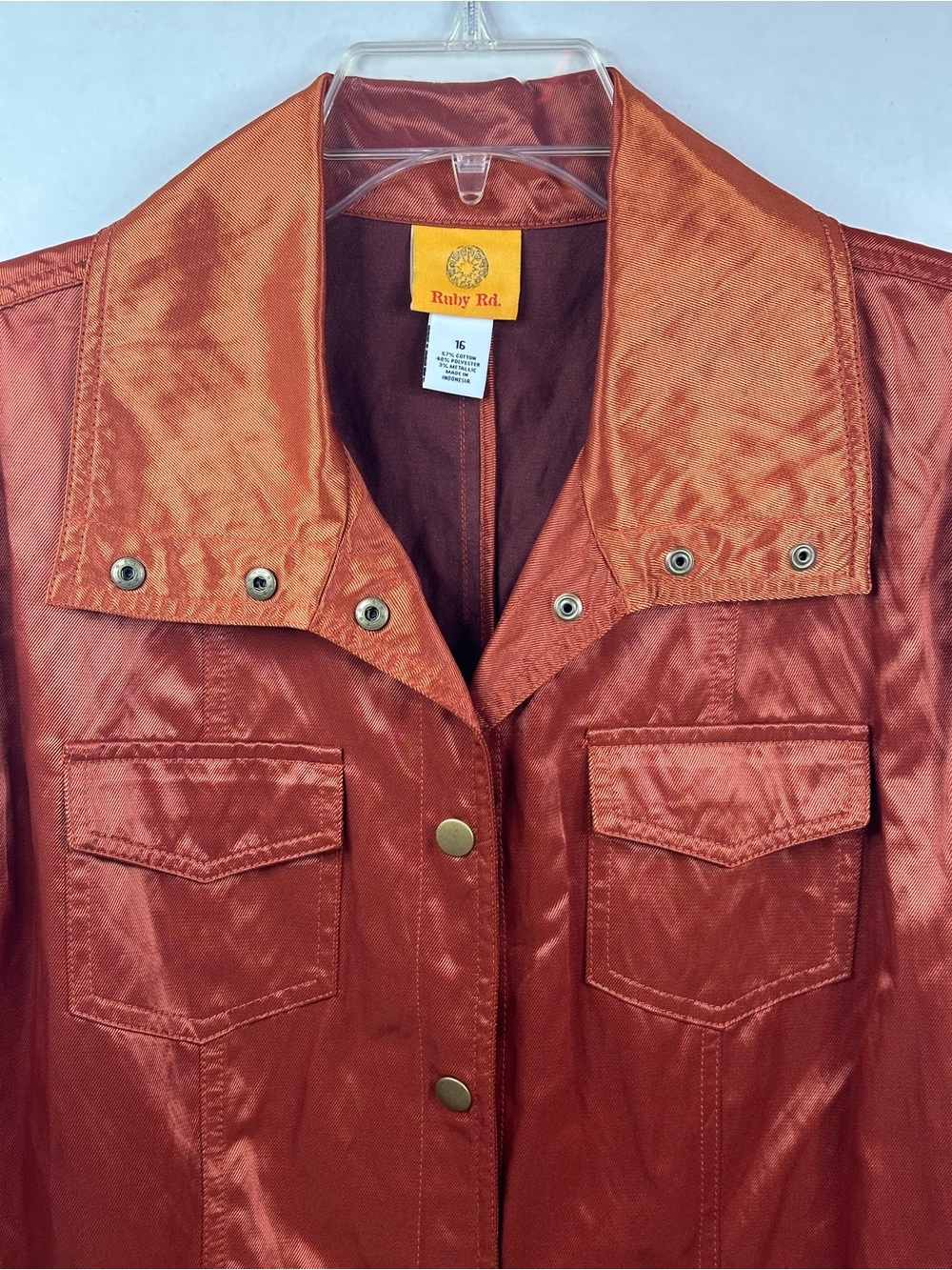 Ruby Rd. Rust Shiny Utility Jacket, size 16 - Picture 3 of 5